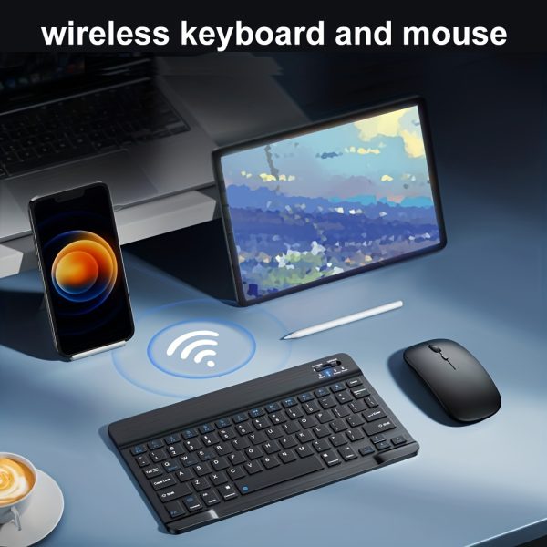 Portable Mini Wireless Keyboard and Mouse Combo, Ultra-Slim Design, Rechargeable Lithium-Polymer Battery, 550mAh, Compatible with Laptop, Desktop, PC, Tablet, iPad, Android, Macbook, Optical Movement Detection, Silent Click, Type-C Charging, No Fast Charging, 0.03-3W Power Range - Image 3