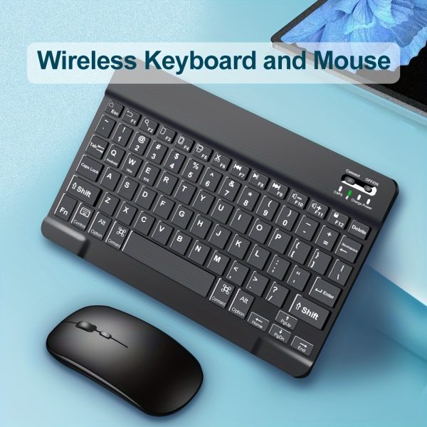 Portable Mini Wireless Keyboard and Mouse Combo, Ultra-Slim Design, Rechargeable Lithium-Polymer Battery, 550mAh, Compatible with Laptop, Desktop, PC, Tablet, iPad, Android, Macbook, Optical Movement Detection, Silent Click, Type-C Charging, No Fast Charging, 0.03-3W Power Range - Image 2