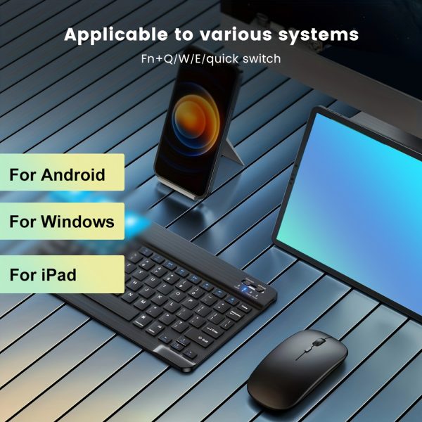 Portable Mini Wireless Keyboard and Mouse Combo, Ultra-Slim Design, Rechargeable Lithium-Polymer Battery, 550mAh, Compatible with Laptop, Desktop, PC, Tablet, iPad, Android, Macbook, Optical Movement Detection, Silent Click, Type-C Charging, No Fast Charging, 0.03-3W Power Range - Image 8