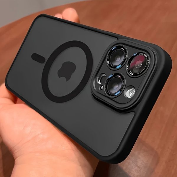 Luxury Magnetic Wireless Charge Phone Case for iPhone 16 15 14 13 12 11 Pro Max Plus Matte Translucent Hard PC Armor Shockproof Camera Lens Protection Cover