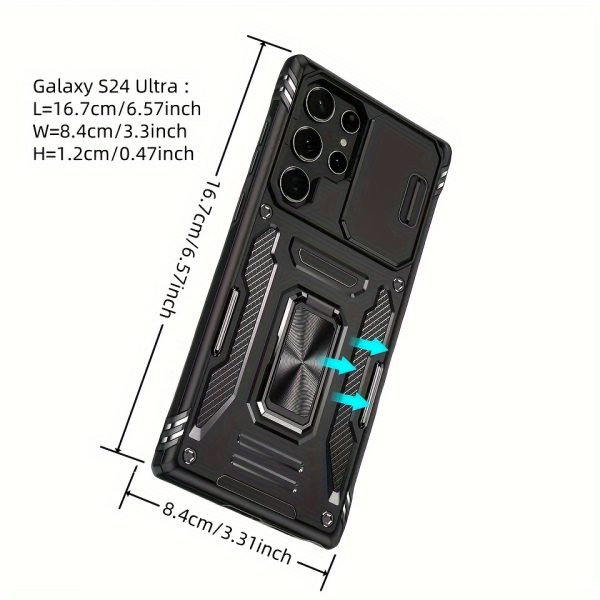 for Samsung S25 S24 S23 S22 S21 S20 Ultra A 42 A22 A 12 A32 A33 A51 A52 A72 A71 A73 A53 A14 A 13 A34 A54 A23 Case with Slide Camera Cover Built-in Rotated Ring Kickstand [Full Camera Protection] Protective Case - Image 4