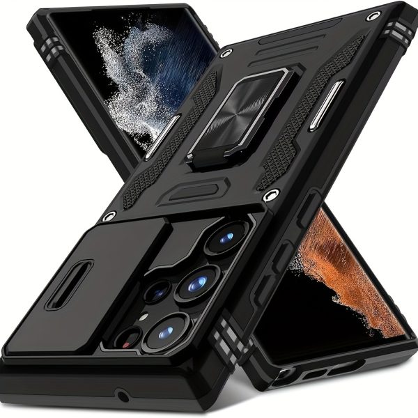 for Samsung S25 S24 S23 S22 S21 S20 Ultra A 42 A22 A 12 A32 A33 A51 A52 A72 A71 A73 A53 A14 A 13 A34 A54 A23 Case with Slide Camera Cover Built-in Rotated Ring Kickstand [Full Camera Protection] Protective Case - Image 8