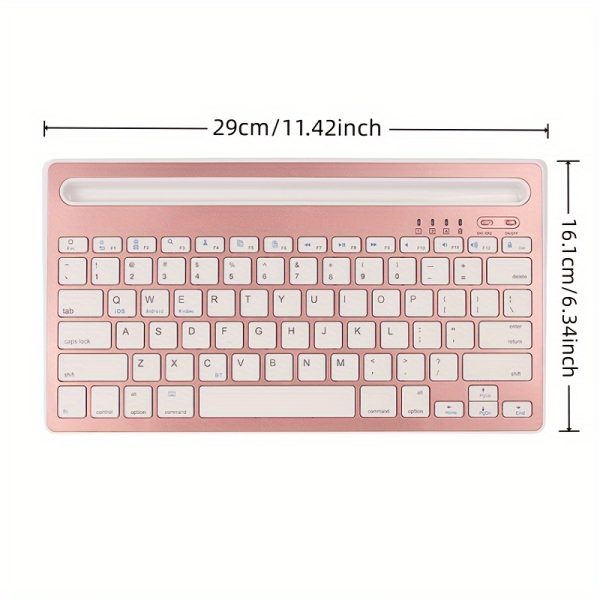 New Arrivals Hot! Wireless Keyboard, Ultra-thin Silent Multi-Device, Dual channel three systems, Dual device free switching. For iPad Phone Tablet Laptop Computer Android ios Windows. Stylish Portable Convenient Universal Multi-device Mini Wireless Keyboard. Rechargeable Keypad Universal Keyboard. Built-in Stand Slot.Office Games, Birthday & Holiday Gifts - Image 4