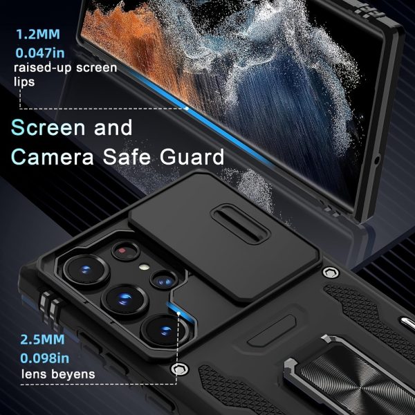 for Samsung S25 S24 S23 S22 S21 S20 Ultra A 42 A22 A 12 A32 A33 A51 A52 A72 A71 A73 A53 A14 A 13 A34 A54 A23 Case with Slide Camera Cover Built-in Rotated Ring Kickstand [Full Camera Protection] Protective Case - Image 6