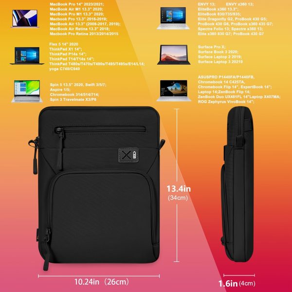 33.78-35.56 cm MacBook Air M3/M2 2024/2022, Pro 33.02cm M2, Air 34.54cm M3, Tab S8 Ultra 37.08cm, Lightweight Polyester Shoulder Bag with Strap, TSA-Compliant, Wipe Clean - Image 3