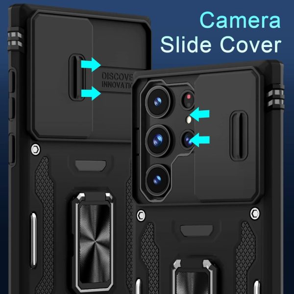 for Samsung S25 S24 S23 S22 S21 S20 Ultra A 42 A22 A 12 A32 A33 A51 A52 A72 A71 A73 A53 A14 A 13 A34 A54 A23 Case with Slide Camera Cover Built-in Rotated Ring Kickstand [Full Camera Protection] Protective Case - Image 2