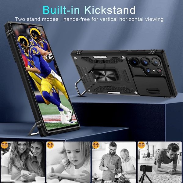 for Samsung S25 S24 S23 S22 S21 S20 Ultra A 42 A22 A 12 A32 A33 A51 A52 A72 A71 A73 A53 A14 A 13 A34 A54 A23 Case with Slide Camera Cover Built-in Rotated Ring Kickstand [Full Camera Protection] Protective Case - Image 12