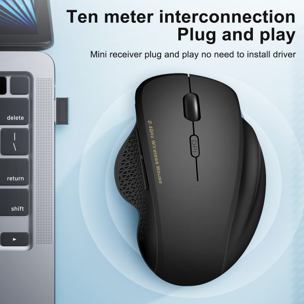 Wireless Mouse, 2.4G USB Computer Mouse, Ergonomic Optical Mouse, 6 Buttons, Plug and Play, Long Life, Portable Mouse for PC, Laptop, MAC, Chromebook, CONGDI - Image 8
