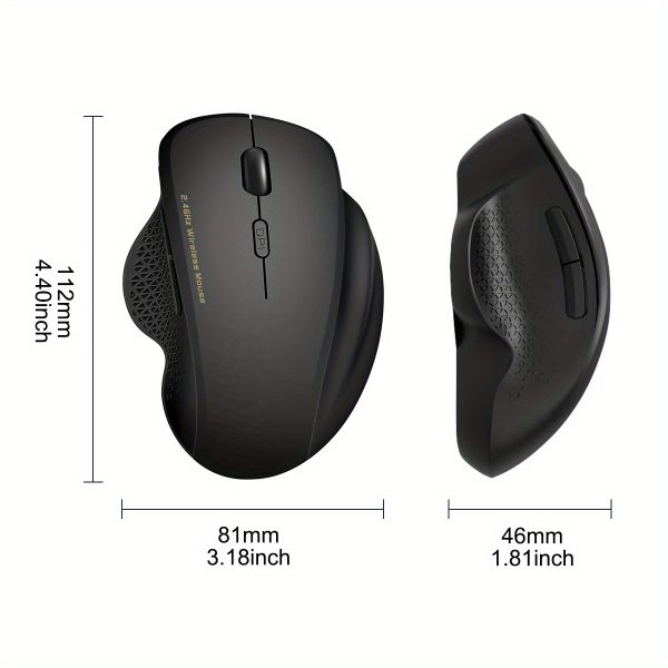 Wireless Mouse, 2.4G USB Computer Mouse, Ergonomic Optical Mouse, 6 Buttons, Plug and Play, Long Life, Portable Mouse for PC, Laptop, MAC, Chromebook, CONGDI - Image 2